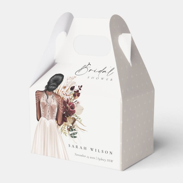 Elegant Boho White Wedding Gown Bridal Shower Favour Box (Front Side)