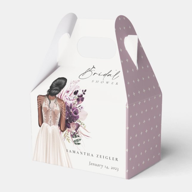 Elegant Boho White Wedding Gown Bridal Shower Favour Box (Front Side)