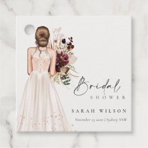 Elegant Boho White Wedding Gown Bridal Shower Favour Tags
