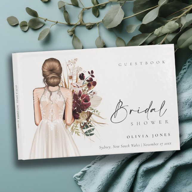 Elegant Boho White Wedding Gown Bridal Shower Guest Book (Creator Uploaded)