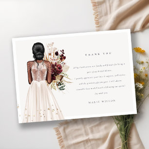 Elegant Boho White Wedding Gown Bridal Shower Thank You Card