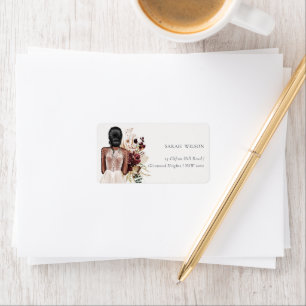 Elegant Boho White Wedding Gown Bride Address Label