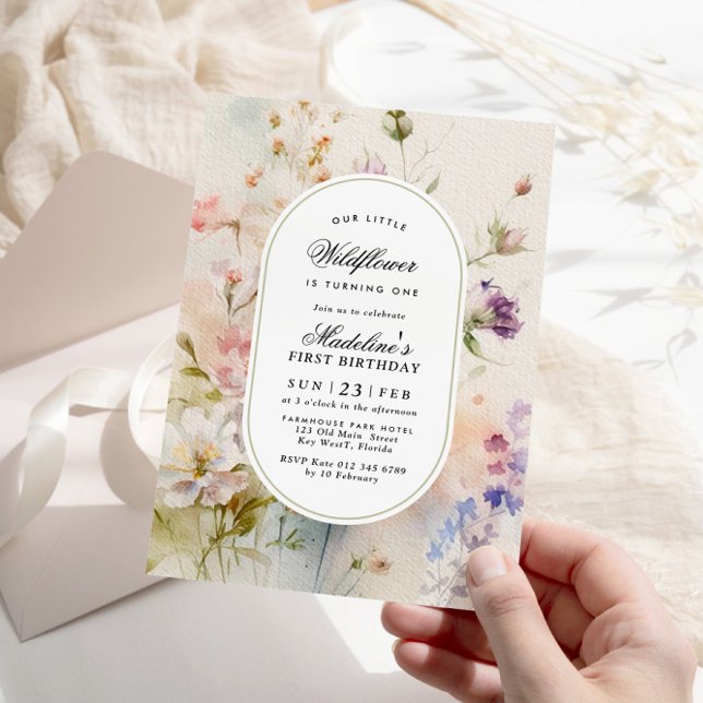 Elegant Boho Wildflower Baby 1st Birthday Invitation (Creator Uploaded)