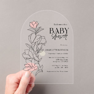 Elegant Boho Wildflower Baby Shower Acrylic Invitations