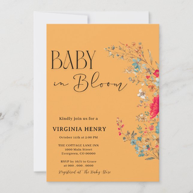 Elegant Boho Wildflower Baby Shower Invitation (Front)