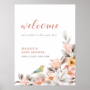 Elegant Boho Wildflower Baby Shower Welcome Poster