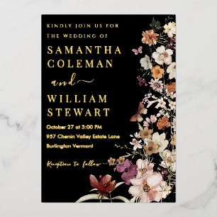 Elegant Boho Wildflower Black Rustic Wedding