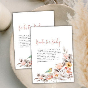 Elegant Boho Wildflower Books For Baby Shower  Enclosure Card