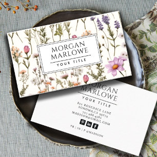 Elegant Boho Wildflower Botanical Floral Business Card