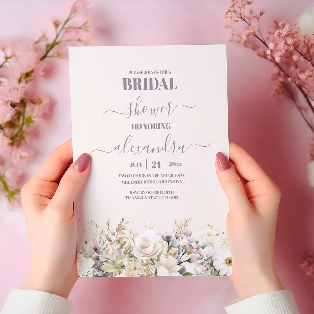 Elegant Boho Wildflower Bridal Shower Invitation (Creator Uploaded)