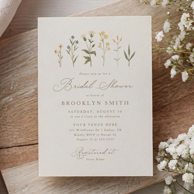 Elegant Boho Wildflower Bridal Shower Invitation (Creator Uploaded)