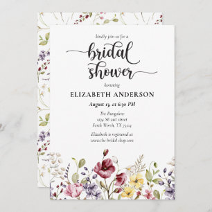 Elegant Boho Wildflower Bridal Shower Invitation