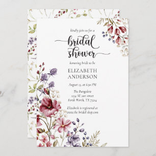 Elegant Boho Wildflower Bridal Shower Invitation