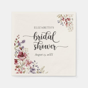 Elegant Boho Wildflower Bridal Shower Napkin