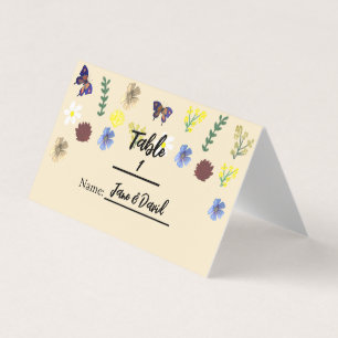 Elegant Boho Wildflower Eggshell Place Cards