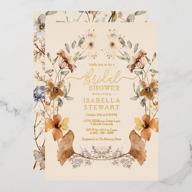 Elegant Boho Wildflower Elegant Bridal Shower (Front/Back)