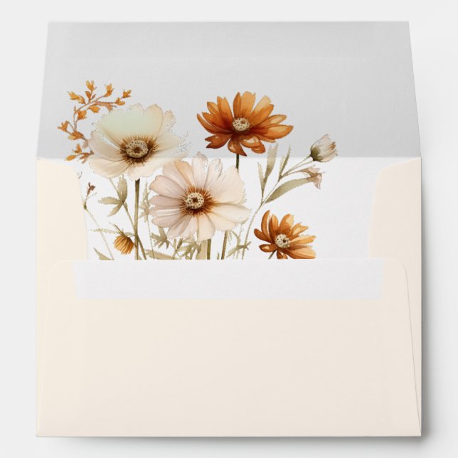 Elegant Boho Wildflower  Fall Wedding Envelope (Back (Bottom))