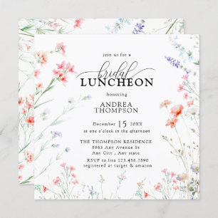 Elegant Boho Wildflower Floral Bridal Luncheon Invitation