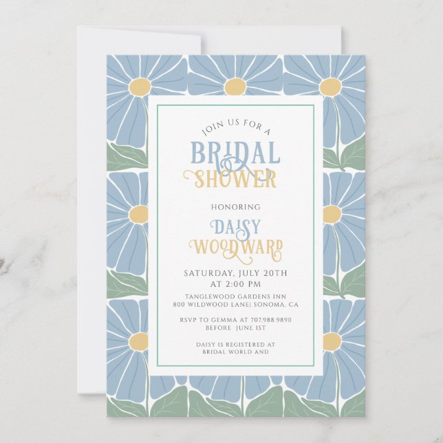 Elegant Boho Wildflower Floral Bridal Shower Invitation (Front)