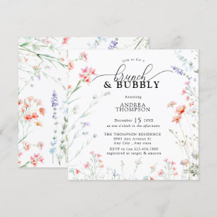 Elegant Boho Wildflower Floral Brunch Bubbly Invitation