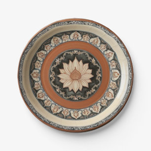 Elegant Boho wildflower Floral Pattern Ceramic Wed Paper Plate