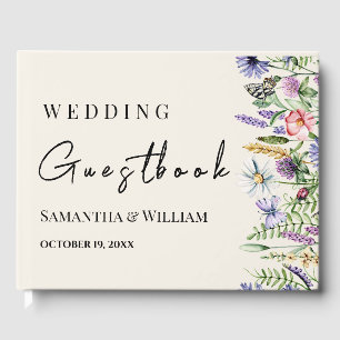 Elegant Boho Wildflower Modern Rustic Wedding Guest Book