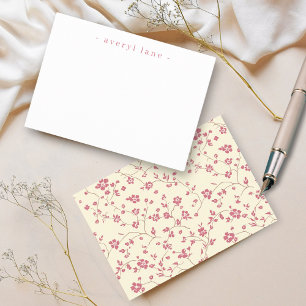 Elegant Boho Wildflower Personalised Stationery Card