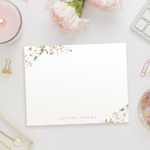 Elegant Boho Wildflower Personalised Stationery Card