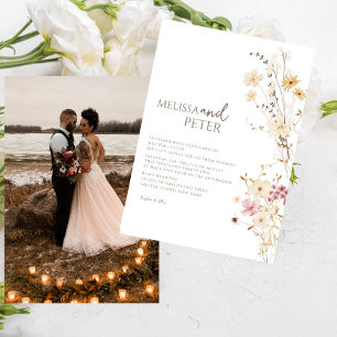 Elegant Boho Wildflower Photo Casual Wedding Invitation