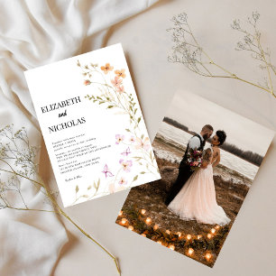 Elegant Boho Wildflower Photo Casual Wedding Invitation