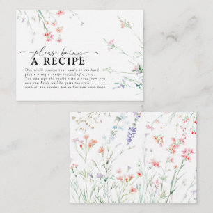 Elegant Boho Wildflower Please Bring A Recipe Enclosure Card