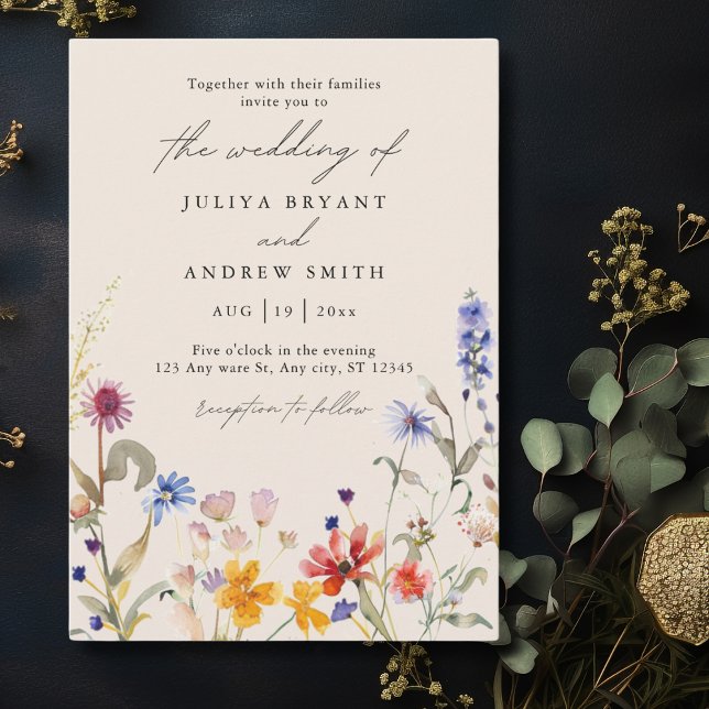 Elegant Boho wildflower script wedding Invitation (Creator Uploaded)