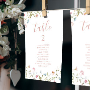 Elegant Boho Wildflower table number seating chart