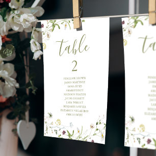 Elegant Boho Wildflower table number seating chart