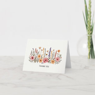 Elegant Boho Wildflower Thank You Card