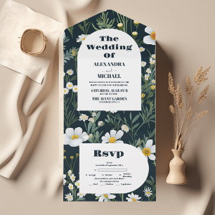 Elegant Boho Wildflower Wedding All In One Invitation