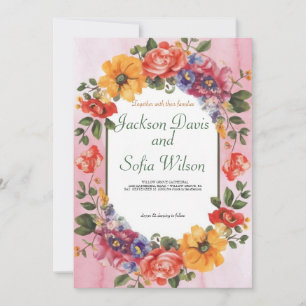 Elegant Boho Wildflower Wedding Invitation