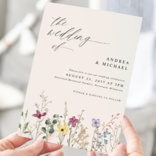 Elegant Boho Wildflower Wedding Invitation