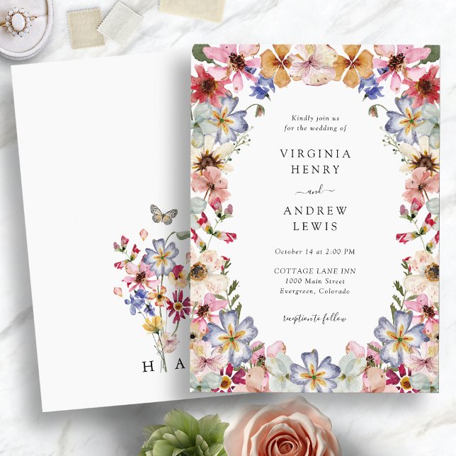 Elegant Boho Wildflower Wedding Invitation (Elegant Boho Wildflower Wedding Invitation Monogrammed
by Painted Paperie
)