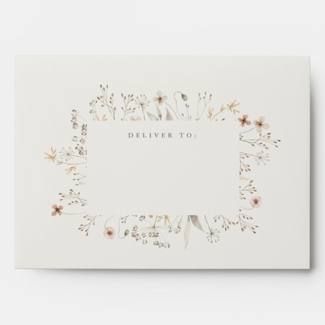 Elegant Boho Wildflower Wedding Return Address Envelope (Front)