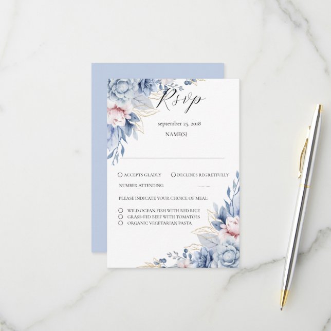 elegant Boho Wildflower Wedding RSVP Card (Front/Back In Situ)