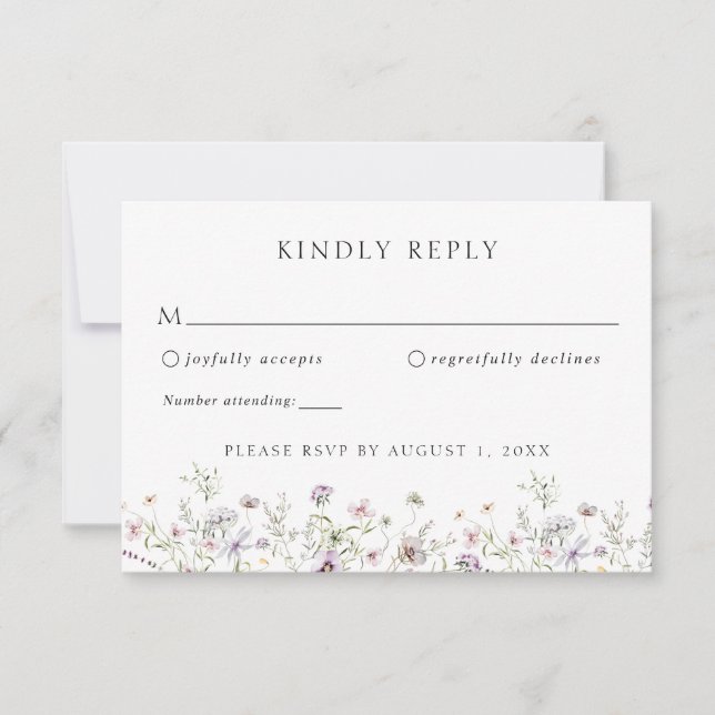 Elegant Boho Wildflower Wedding RSVP Response Invitation (Front)