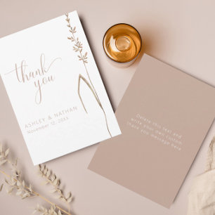 Elegant Boho Wildflower Wedding Thank You Card