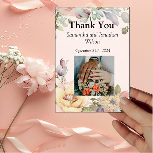 Elegant BOHO Wildflower Wedding Thank You Card