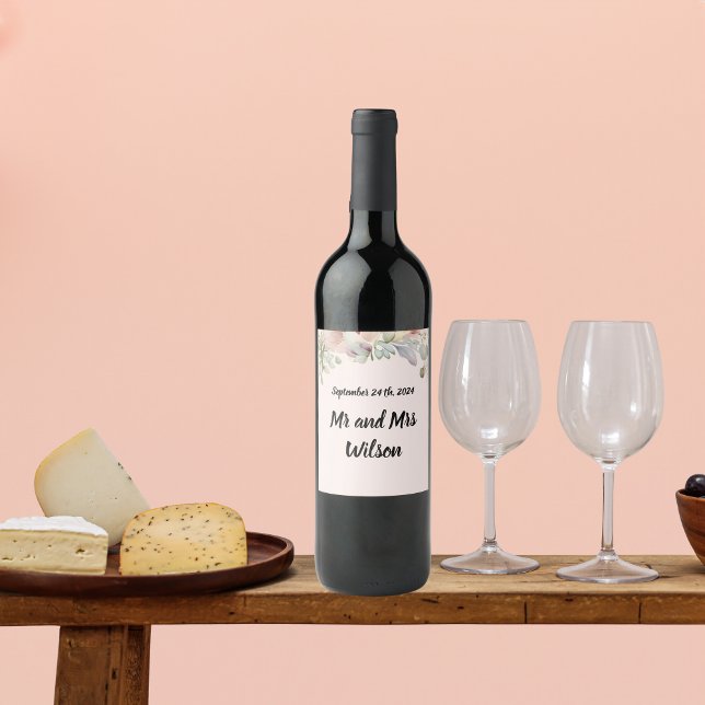 Elegant BOHO Wildflower Wedding  Wine Label (Creator Uploaded)