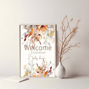 Elegant boho wildflowers baby shower welcome sign