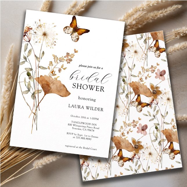 Elegant Boho Wildflowers Bridal Shower Invitation (Creator Uploaded)