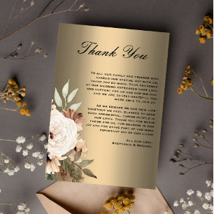 Elegant Boho Wildflowers on Gold Thank You Card