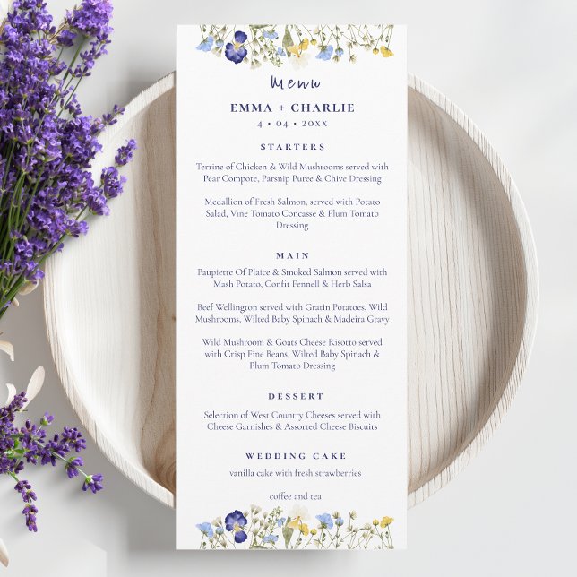 Elegant Boho wildflowers Script Wedding  Menu (Creator Uploaded)