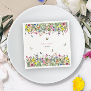 Elegant Boho Wildflowers Wedding  Napkin